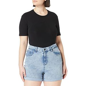 Urban Classics Damesshort, Light Skyblue Acid Washed, 28