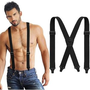 Janmercy X Terug Verborgen Jarretel Zware Werk Bretels Luchthaven Vriendelijke Bretels Onder Kleding Voor Mannen Vrouwen, Zwart, 47.24 x 1.5 inches