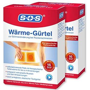 SOS Warmtegordel, ter verlichting van pijn bij rugpijn, riem met warmtepads bij krampte spieren en spanning (2 x warmtegordels, elk 4 warmtepads)