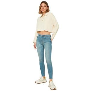 Trendyol Vrouwen Jeans Blauwe skinny jeans met hoge taille, Blauw, 34