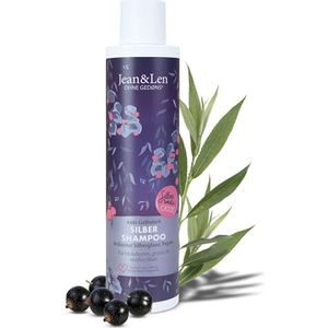 Jean & Len Silver Shampoo Zilverwilg & Cassis, veganistische verzorgingsformule, voor grijs, blond, gebleekt & wit haar, met violette pigmenten & anti-vergelingseffect, zonder parabenen & siliconen, 3