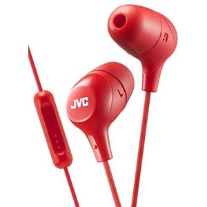 JVC HAFX38MR Marshmallow oortelefoon met microfoon en in-line afstandsbediening (rood)