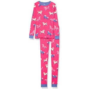 Hatley Organic Cotton Pijama met lange mouwen, bedrukte pyjama-set voor meisjes, Dreamland Horses, 24 Maanden