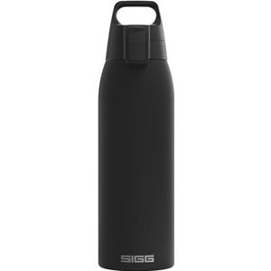 SIGG - Geïsoleerde drinkfles - Shield Therm One Black - Geschikt voor koolzuurhoudende dranken - Lekvrij - Vaatwasmachinebestendig - BPA-vrij - 90% gerecycled roestvrij staal - Zwart - 1L
