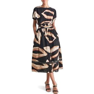 DKNY Dames bedrukte voile met stud mesh details top, wavering blad, medium, Wavering Leaf, M