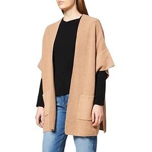 Gerry Weber Oversized gebreide jas voor dames, gebreid jack, pluizig, zachte 3/4 mouw, vleugelmouwen, oversized schouders, Camel Melange, 44