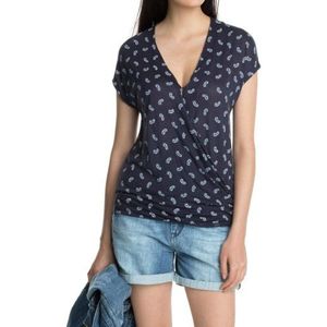 ESPRIT dames T-shirt in wikkel-look met paisley-print