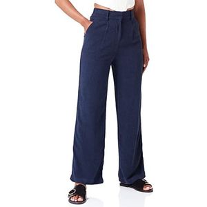 VERO MODA VMTIRAVER MR Wide Linen Pants, voor dames, marineblauw, maat L/30, navy blazer, 30W x 30L