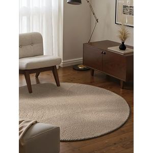 Hanse Home Woltapijt Eleni - natuur woonkamertapijt rond - met de hand getuft - Hygge Skandi, boho tapijt, wol voor woonkamer, slaapkamer, eetkamer, hal - lichtbeige, Ø120cm