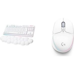 Logitech G Draadloze gaming combo, G715 toetsenbord en G705 muis, aanpasbare LIGHTSYNC RGB-verlichting, draadloze LIGHTSPEED-technologie, bluetooth, lichtgewicht, pc/Mac/laptop, white mist