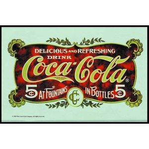 empireposter - Coca Cola - 5 cent - Grootte (cm), ca. 30x40 - Maxi-spiegel, NIEUW - Beschrijving: - Bedrukte wandspiegel met zwart kunststof frame in houtlook -