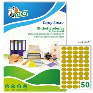 TICO 947889 doos 100 glanzende papieren etiketten, geel