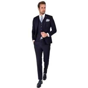 Bonamaison Herenvest Slim Fit 6 Drop Business Suit Vest, marineblauw, standaard