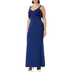 Gina Bacconi Maxi-jurk voor dames, met franjes, cocktailjurk, marineblauw, 40