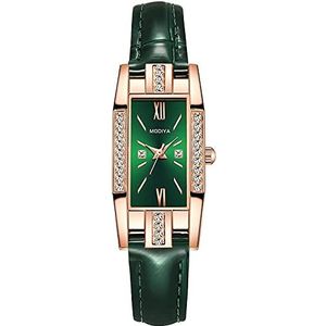 Legering Wijzerplaat Mode Heren Dames Quartz Horloge Diamant Waterdichte Kettingriem Geel Groen