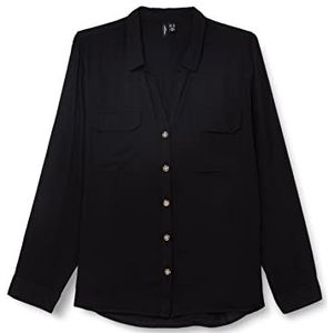 VERO MODA CURVE Dames Vmbumpy L/S Shirt New Curve Noos Blouse, zwart, 48 NL