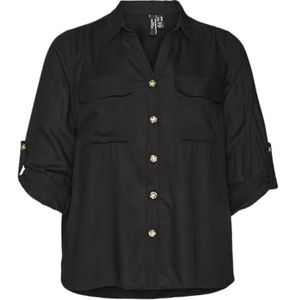 VERO MODA CURVE Dames Vmbumpy L/S Shirt New Curve Noos Blouse, zwart, 46 NL