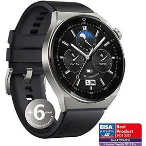 HUAWEI Watch GT 3 Pro 46 mm smartwatch voor heren, wijzerplaat van saffierglas, gezondheidsbewaking 24 uur, batterijduur tot 14 dagen, 5 ATM, GPS, fluorelastomeer