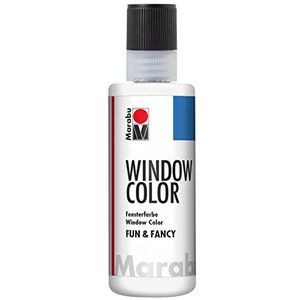Marabu Window Color fun & fancy, 04060004070, wit, 80 ml, raamverf op waterbasis, verwijderbaar op gladde oppervlakken zoals glas, spiegels, tegels en folie