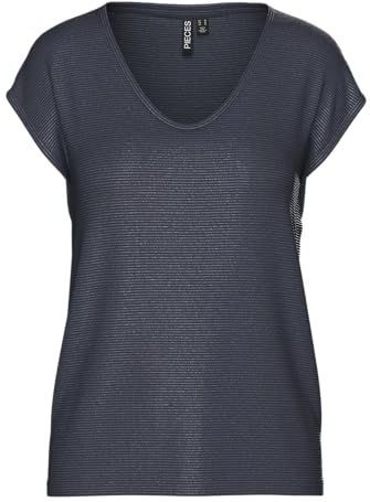 PIECES - PCBillo - T-shirt - Navy - Gestreept - Glitterend