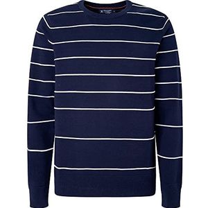 Hackett London Breton Stripe Crew Pullover Trui voor heren, marine/Wit, XS