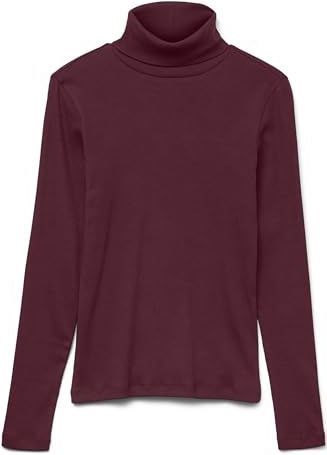 Vero Moda - Vmchloe Ls - Tanktop - Wijn - Rolkraag - Lange Mouwen