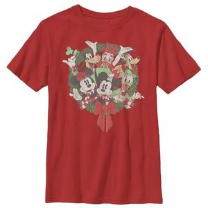 Disney Mickey Friends Wreath T-shirt voor jongens, rood, S