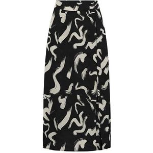 Onlnova Life Elite Piper Slit Rok AOP, Zwart/Aop: 587 Yoko, XS