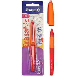 Pelikan Erase 2.0 Ergonomische uitwisbare balpen, rode inkt, voor rechts- en linkshandigen, voor school, M-punt, reserveonderdeel inbegrepen, navulbaar