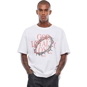 Mister Tee Upscale Uniseks T-shirt God Loyalty Love Oversize Tee, uniseks T-shirt met opdruk, oversized fit, katoen – print T-shirt, grafisch T-shirt, wit, XL