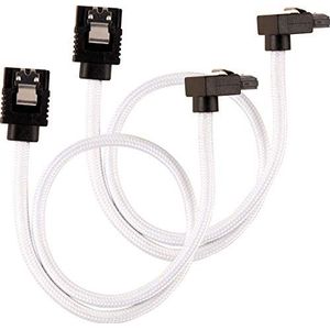 Corsair Premium SATA3-kabel, schuin/recht (6 Gbps, 30 cm, 90 graden), met ommanteling, wit