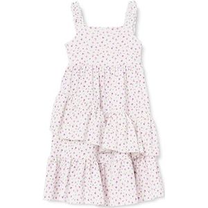 Koton Bloemenbandjes voor meisjes, met ruches, gedetailleerde textuur, geplooide jurk, Wit ontwerp (0d0), 5-6 jaar