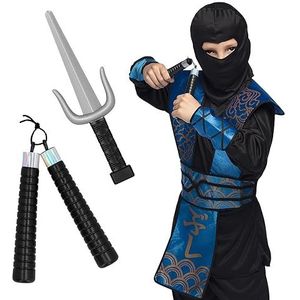 Boland 50431 - Ninja wapenset, 2-delig, sai en nunchaku, kostuum accessoires, decoratie, accessoires voor verkleedkostuums