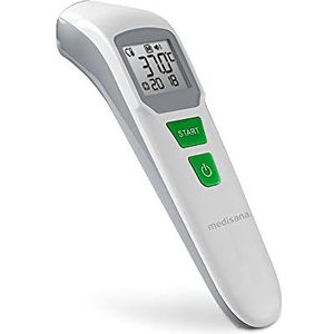 medisana TM 762 digitale voorhoofdthermometer klinische thermometer voor baby's, kinderen en volwassenen met visueel koortsalarm, geheugenfunctie en meting van vloeistoffen