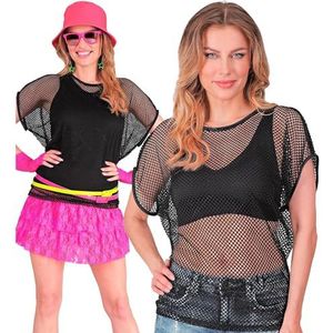 W WIDMANN MILANO Party Fashion - Dames Mesh Top Korte Mouw Mesh T-Shirt Festival Carnaval