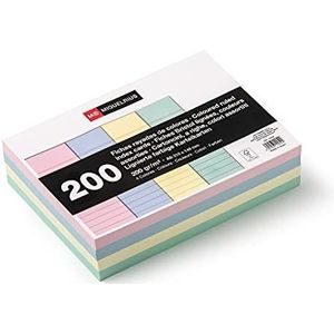 Miquelrius - Flashcards studiokaarten, 200 indexkaarten, horizontale strepen, DIN A5, 148 x 210 mm, pastelkleuren