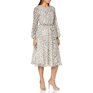 Gina Bacconi Chiffon jurk voor dames, Ivoor/zwart, 34 NL