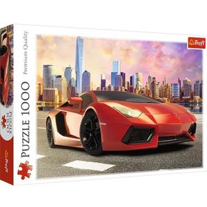 Trefl - Sunset Ride puzzel - 1000 elementen, rode auto, stad, zonsondergang, doe-het-zelf puzzel, creatief vermaak, cadeau, fun, klassieke puzzels voor volwassenen en kinderen vanaf 12 jaar