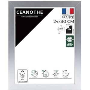 Ceanothe Fotolijst 24 x 30 cm, poster, poster of document, uit houtvezel, brede en vlakke lijsten, zilver, Frans merk