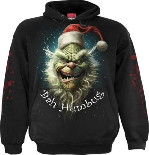 Spiral - Bah Humbug - Heren Trui met Capuchon - Zwart