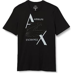 Armani Exchange Heren Sustainable, Regular Fit, bedrukt Eagle Logo T-shirt, zwart, XS