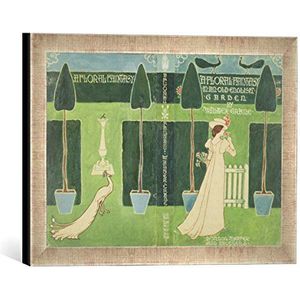 Ingelijste foto van Walter Crane ""Book Jacket design for 'A Floral Fantasy in an Old English Garden' by Walter Crane, c.1890s"", kunstdruk in hoogwaardige handgemaakte fotolijst, 40x30 cm, zilver raya