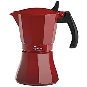 Jata Hogar HCAF2012 Koffiezetapparaat, aluminium, 12 kopjes, geschikt voor alle warmtebronnen, inclusief inductie, massieve handgreep, anti-verbranding, rood