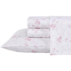 Laura Ashley Home - Kingsize lakens, zachte satijnen katoenen beddengoed set - slank, glad en ademend woondecoratie (tuinmuze roze, koning)