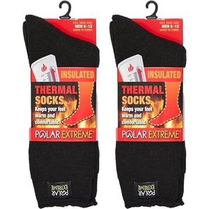 Polar Extreme Thermische sokken voor heren, verpakking van 2 stuks, Zwart, 10-13