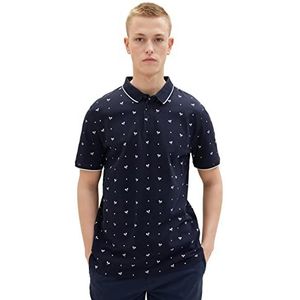 TOM TAILOR Denim Heren 1036382 Poloshirt, 31934-Navy White Tennis Print, M, 31934 - Navy White Tennis Print, M