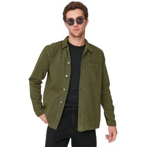 Trendyol Heren Overhemd kraag effen normale jas jas, kaki, S, kaki, S