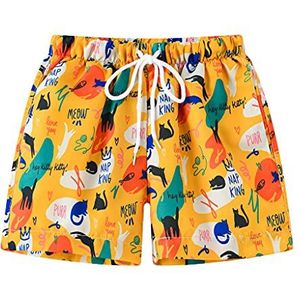 Little Hand Sneldrogende strandshorts voor jongens, Geel 2, 4-5 Jaren