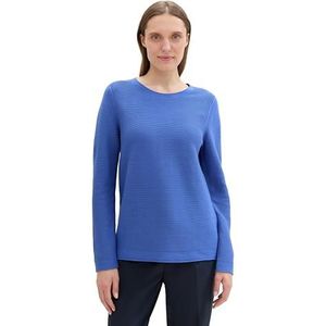 TOM TAILOR Basic gebreide trui voor dames van biologisch katoen, 10619 - Preppy Jean Blue, XS