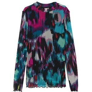 S.Oliver Semi-transparante Longsleeve Turquoise/Zwart/Roze
